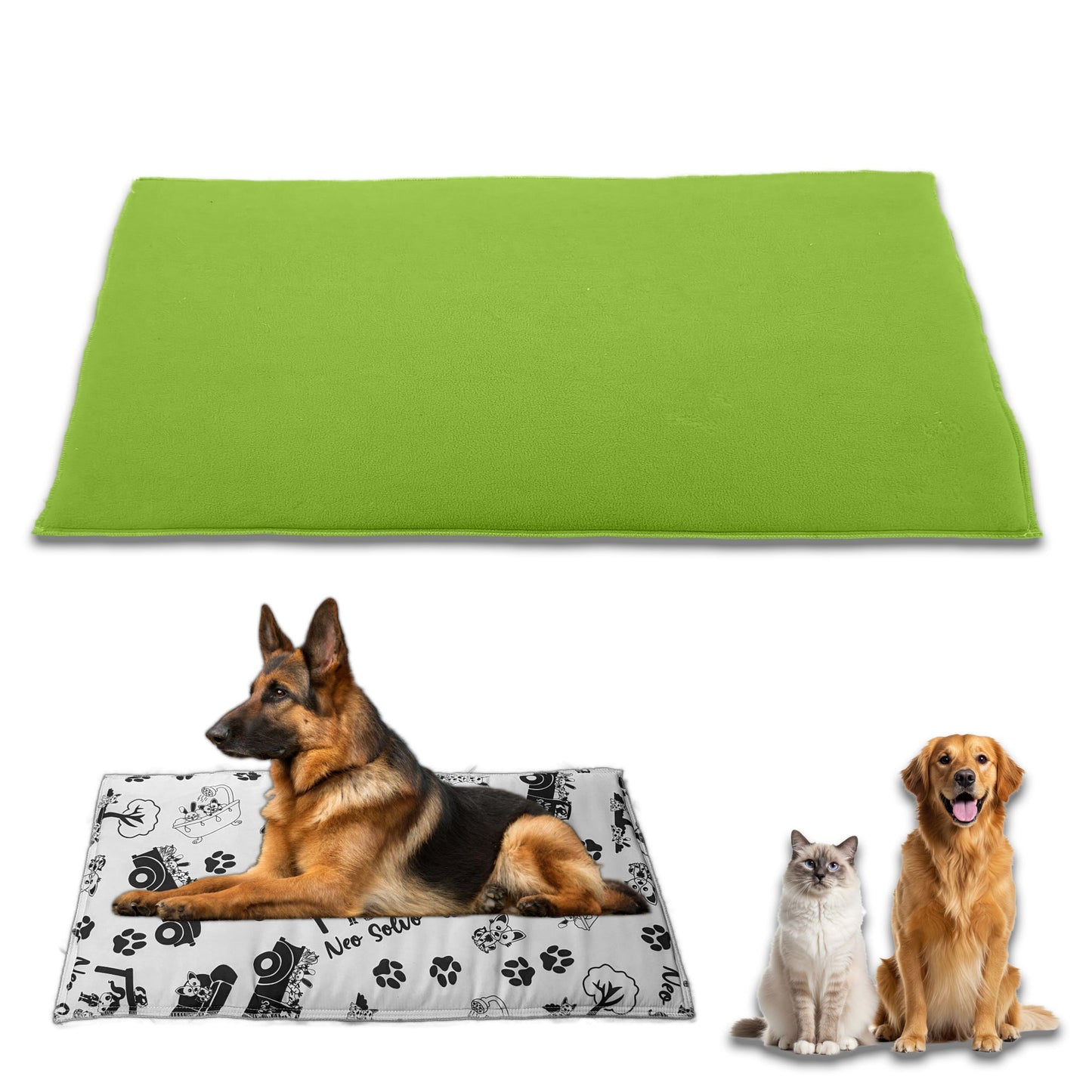 Reversible Fleece Mat for Dogs and Cats - A Soft and Absorbent Fleece Side and a Smooth and Cool Polyester Side - Available in various colors and sizes