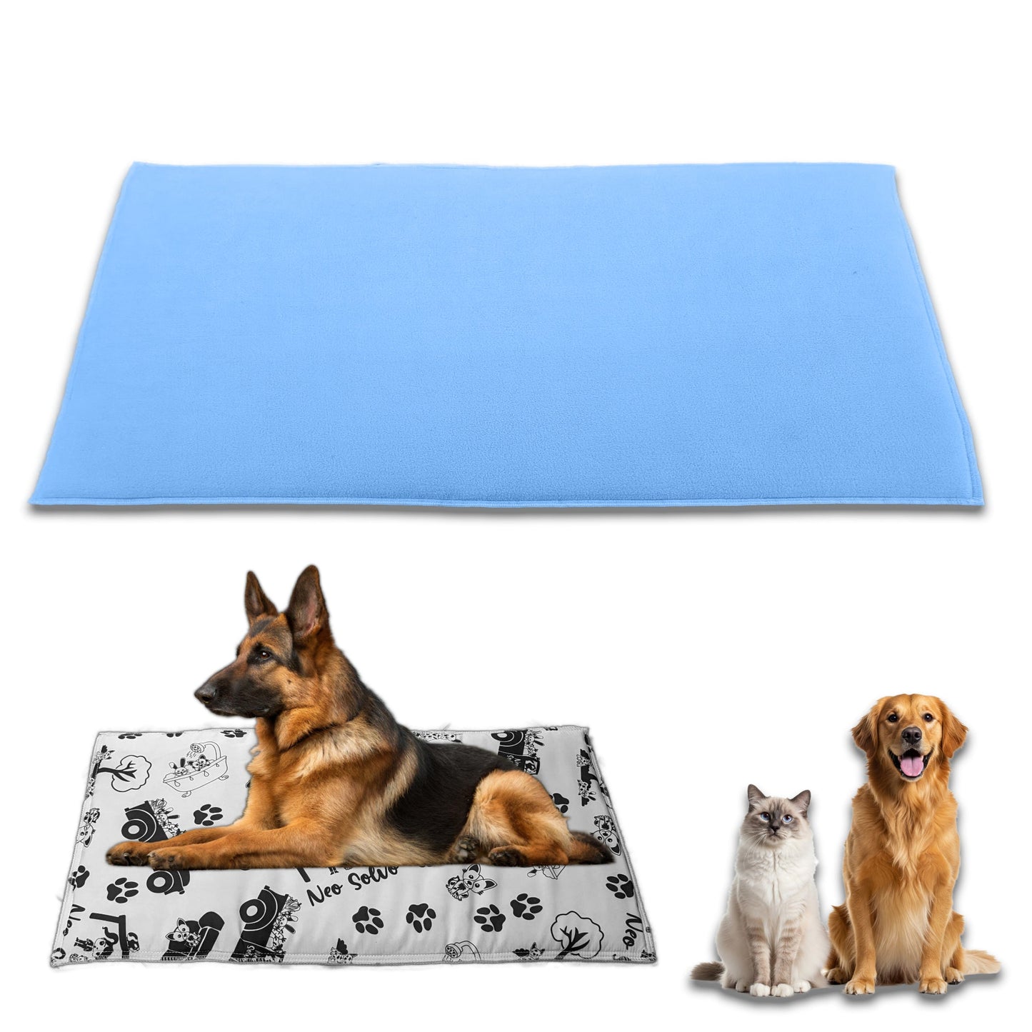 Reversible Fleece Mat for Dogs and Cats - A Soft and Absorbent Fleece Side and a Smooth and Cool Polyester Side - Available in various colors and sizes