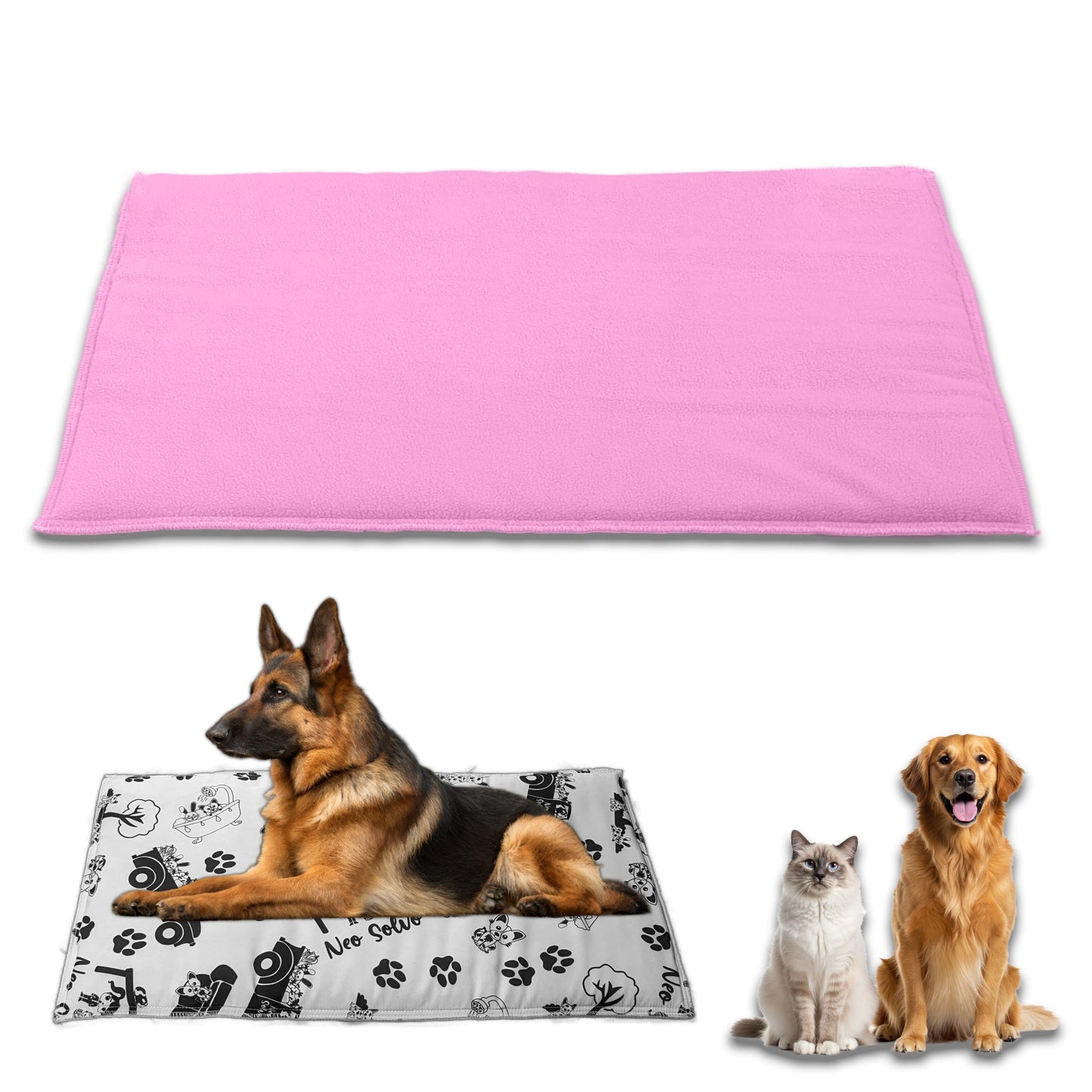 Reversible Fleece Mat for Dogs and Cats - A Soft and Absorbent Fleece Side and a Smooth and Cool Polyester Side - Available in various colors and sizes