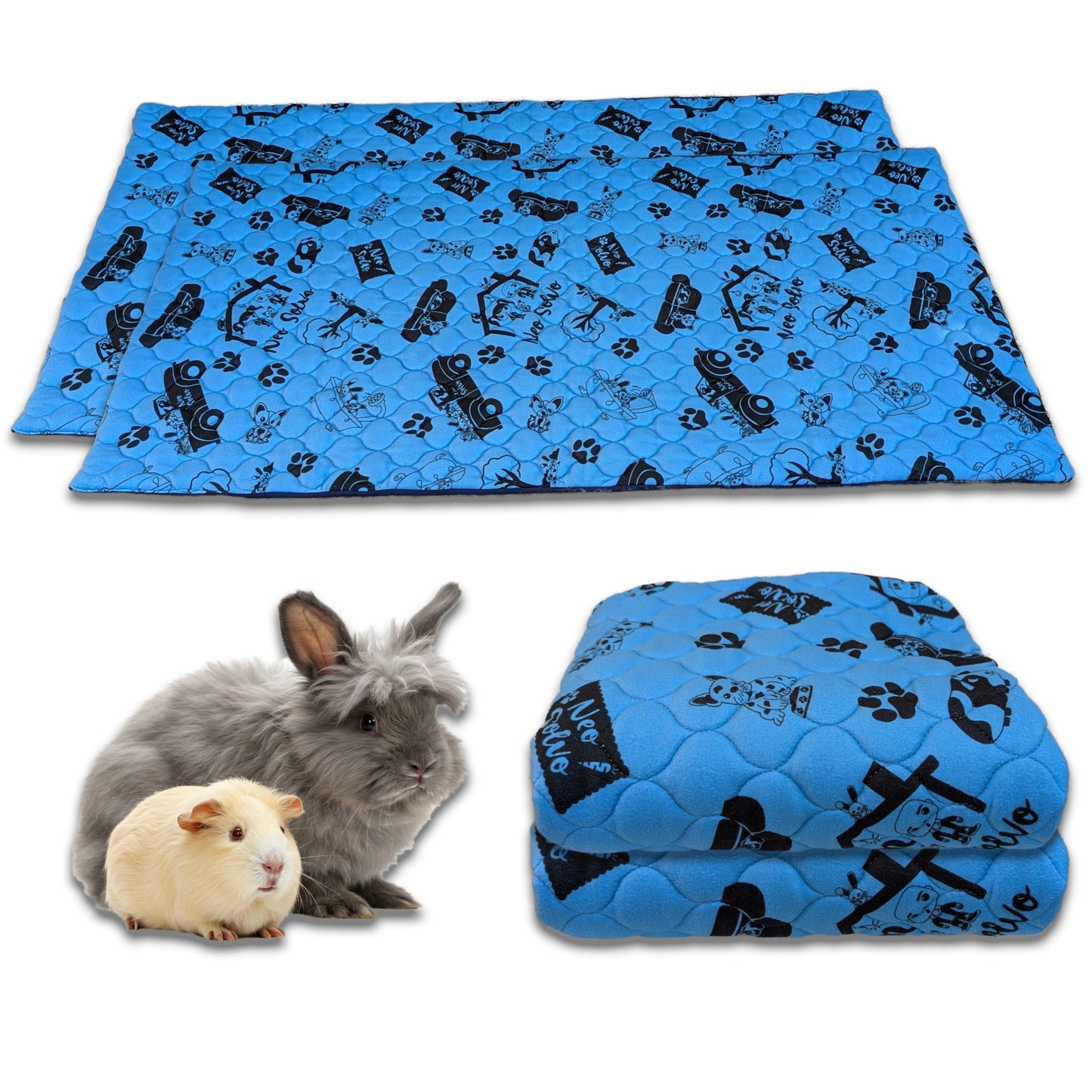 Bulk Discount: Fleece Cage Liners for Guinea Pig and Bunny with a Removal Fleece Tunnel Blanket - Perfect Bedding for Indoor Cages and C&C - Absorbent and Waterproof - Available in various colors and sizes