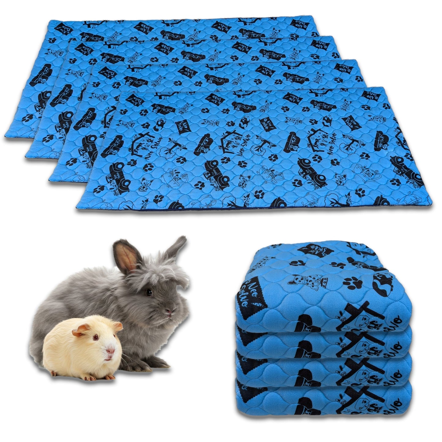 Bulk Discount: Fleece Cage Liners for Guinea Pig and Bunny with a Removal Fleece Tunnel Blanket - Perfect Bedding for Indoor Cages and C&C - Absorbent and Waterproof - Available in various colors and sizes