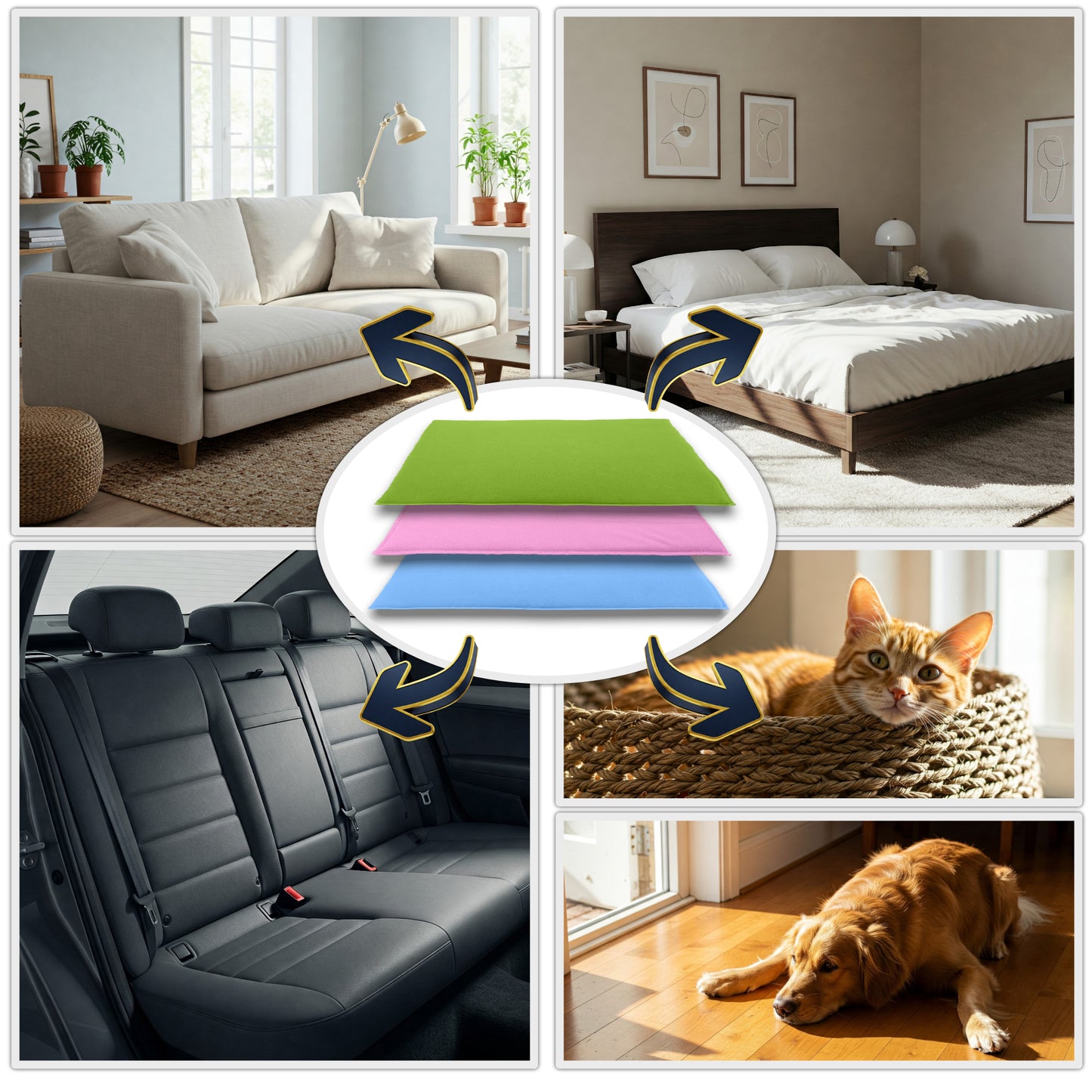 Reversible Fleece Mat for Dogs and Cats - A Soft and Absorbent Fleece Side and a Smooth and Cool Polyester Side - Available in various colors and sizes