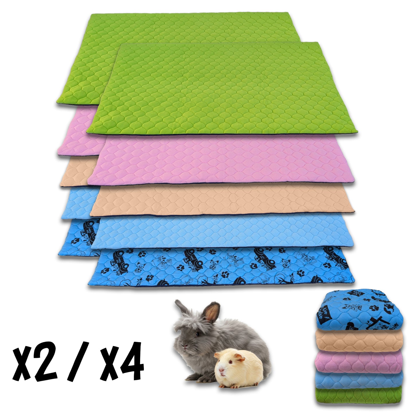 Bulk Discount: Fleece Cage Liners for Guinea Pig and Bunny with a Removal Fleece Tunnel Blanket - Perfect Bedding for Indoor Cages and C&C - Absorbent and Waterproof - Available in various colors and sizes