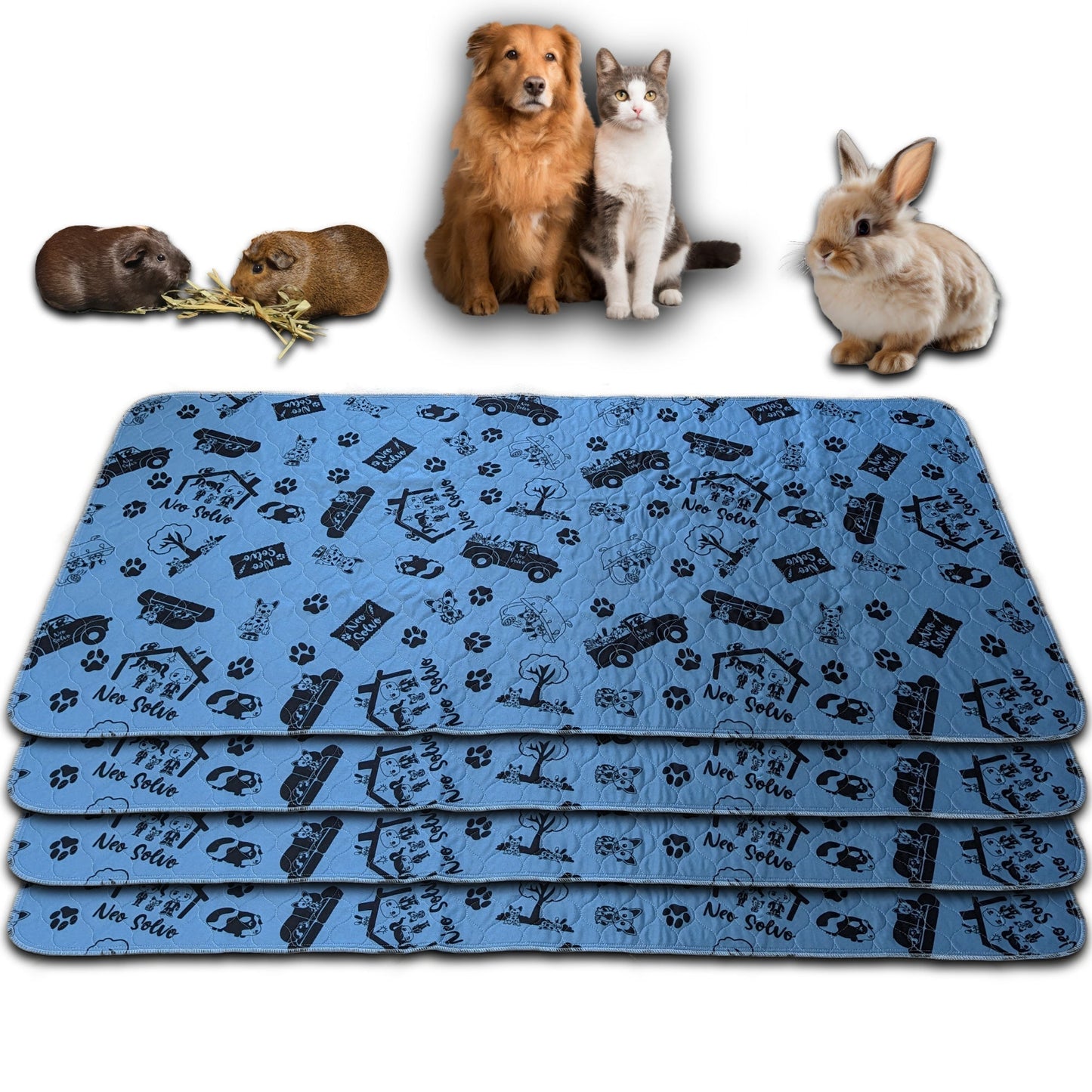 Bulk Discount: Washable Pee Pad - Absorbent Reusable Waterproof Non-Slip - for Dog, Bunny, Guinea Pig, Cat - Perfect for Potty Training - Available in various sizes