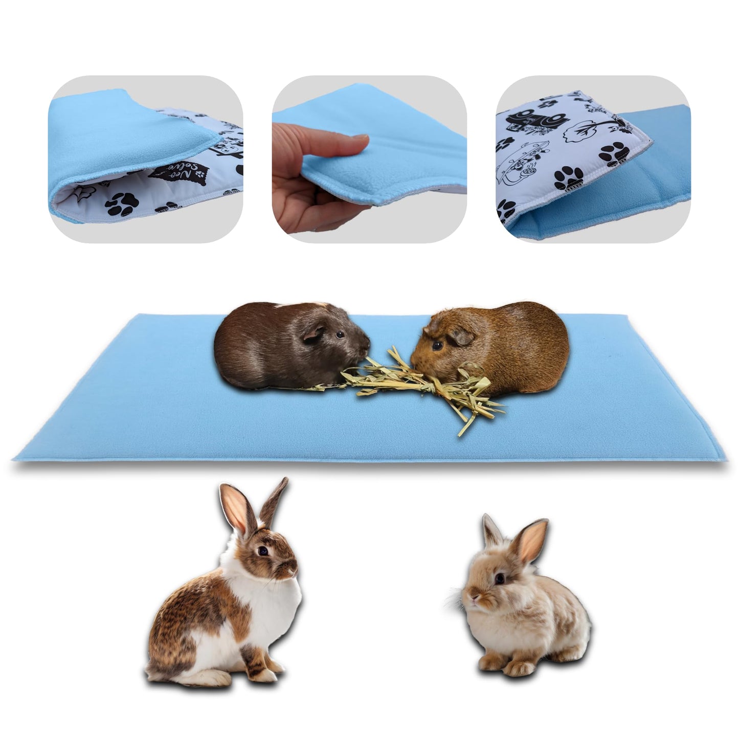 Fleece Playground for Guinea Pig and Bunny - All in One, it's a Blanket, a Giant Tunnel, a House, a Cushion and a Bed - Available in various colors and sizes