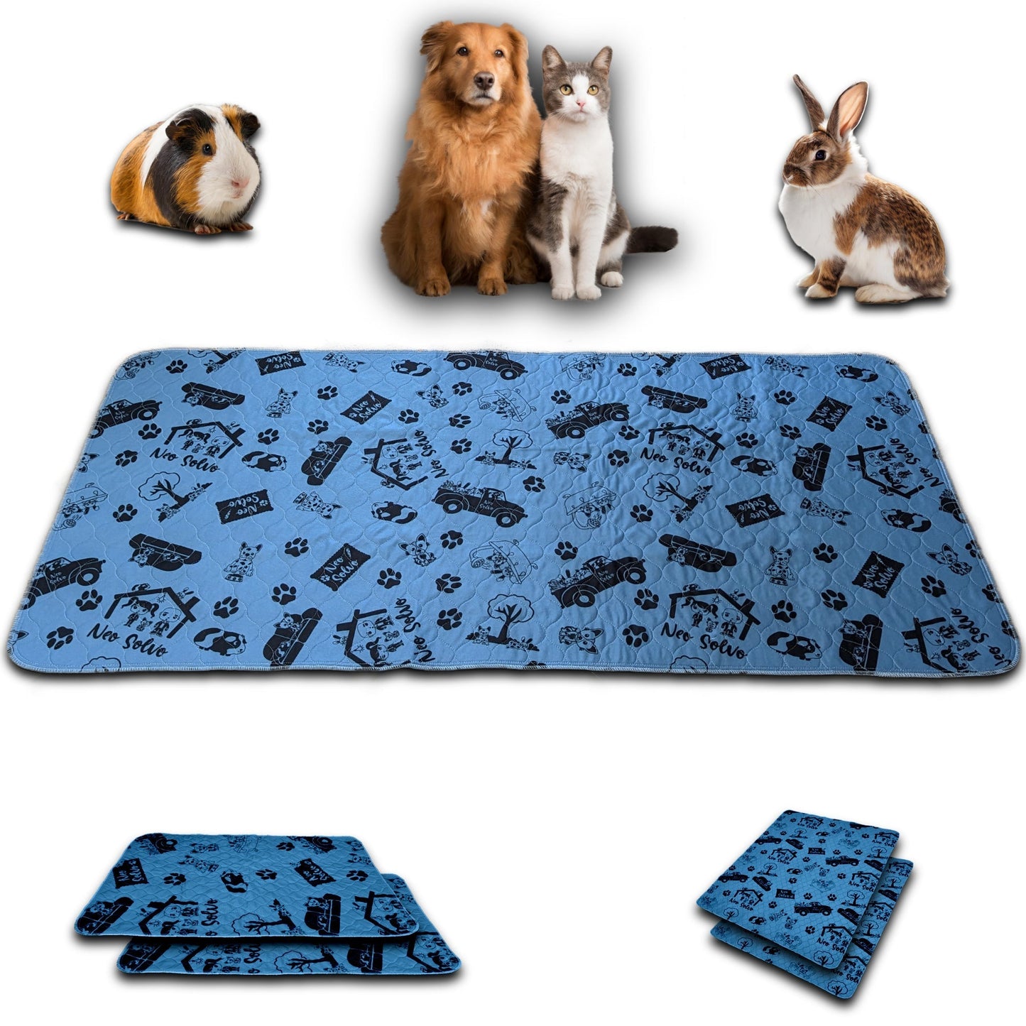 Bulk Discount: Washable Pee Pad - Absorbent Reusable Waterproof Non-Slip - for Dog, Bunny, Guinea Pig, Cat - Perfect for Potty Training - Available in various sizes