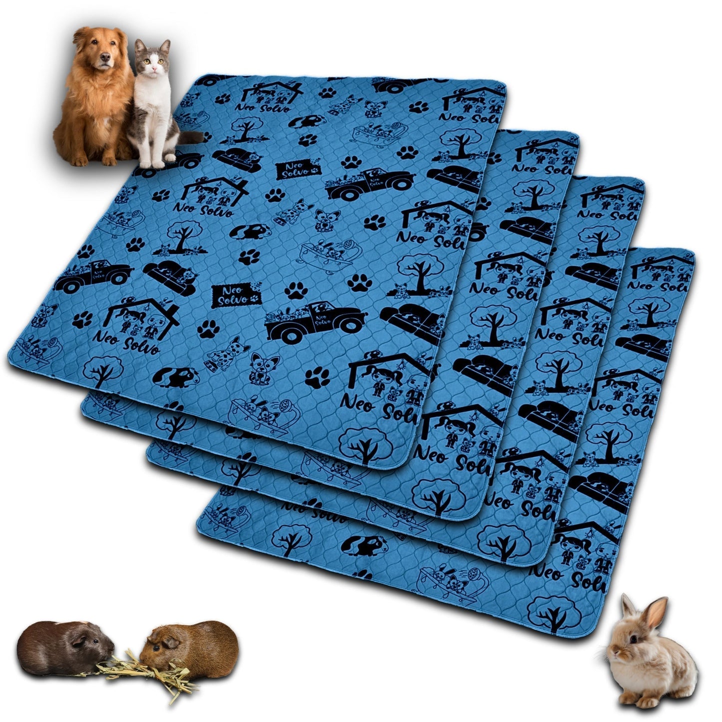 Bulk Discount: Washable Pee Pad - Absorbent Reusable Waterproof Non-Slip - for Dog, Bunny, Guinea Pig, Cat - Perfect for Potty Training - Available in various sizes