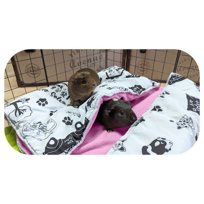 Fleece Playground for Guinea Pig and Bunny - All in One, it's a Blanket, a Giant Tunnel, a House, a Cushion and a Bed - Available in various colors and sizes