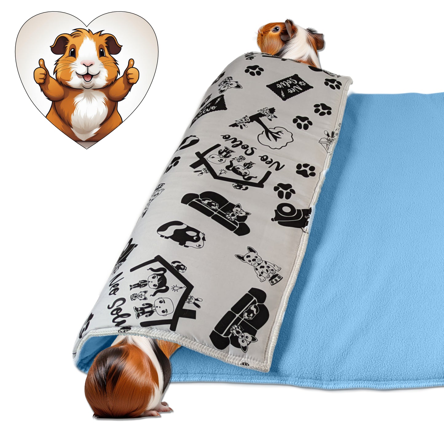 Bulk Discount: Fleece Playgrounds for Guinea Pig and Bunny - All in One, it's a Blanket, a Giant Tunnel, a House, a Cushion and a Bed - Available in multilples colors and sizes