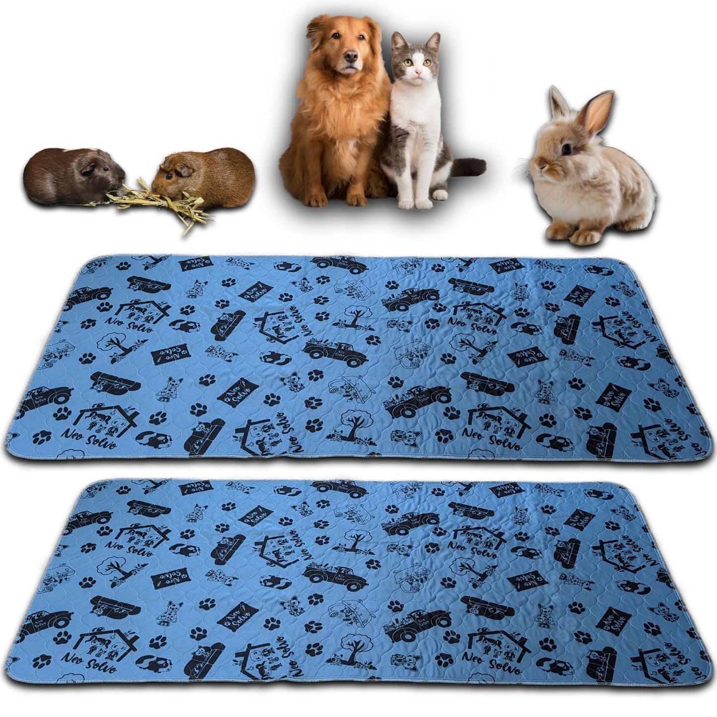 Bulk Discount: Washable Pee Pad - Absorbent Reusable Waterproof Non-Slip - for Dog, Bunny, Guinea Pig, Cat - Perfect for Potty Training - Available in various sizes