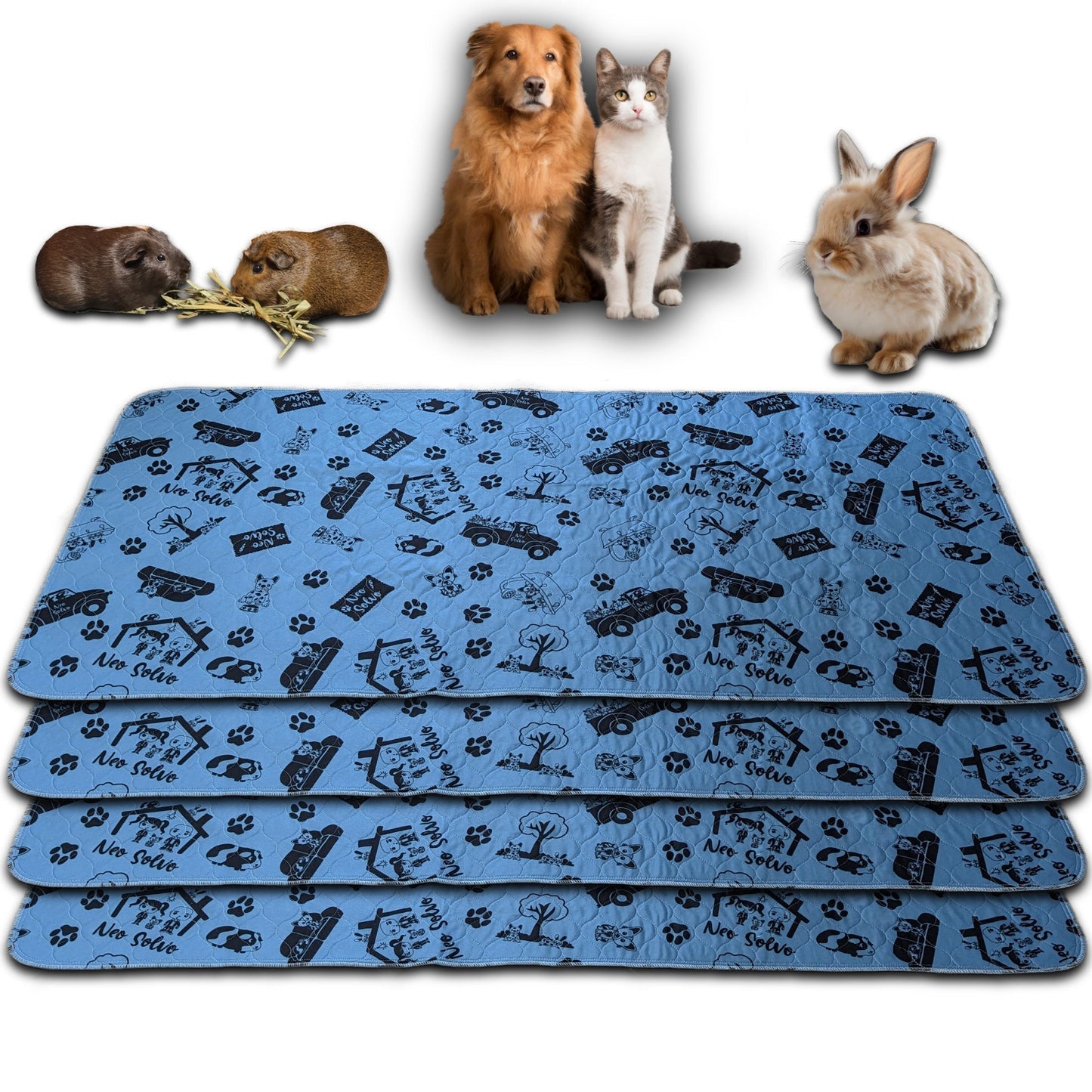 Bulk Discount: Washable Pee Pad - Absorbent Reusable Waterproof Non-Slip - for Dog, Bunny, Guinea Pig, Cat - Perfect for Potty Training - Available in various sizes